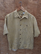 Vintage 90s Banana Cabana pastel yellow 100% silk woven Hawaiian shirt size L